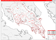 California-Lexington Park Metro Area Wall Map Red Line Style